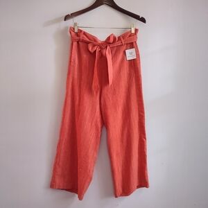 Rafaella Wide Leg Paperbag Waist Pants in Coral
